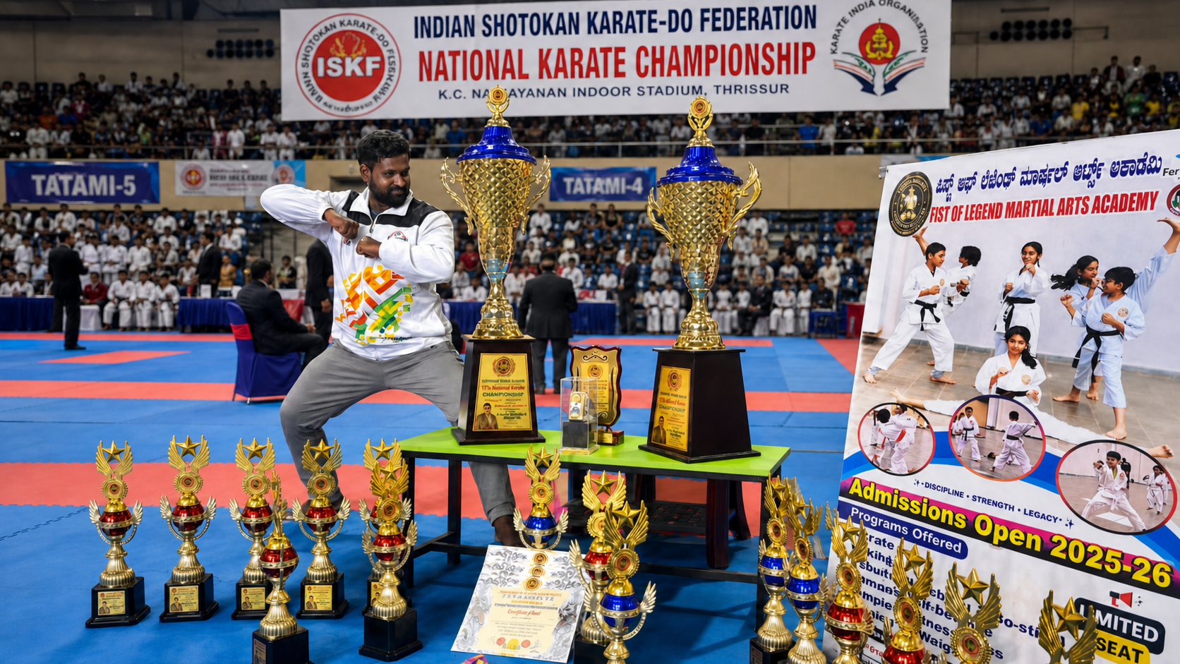 Indian Shotokan Karate-Do Federation national karate championship trophies