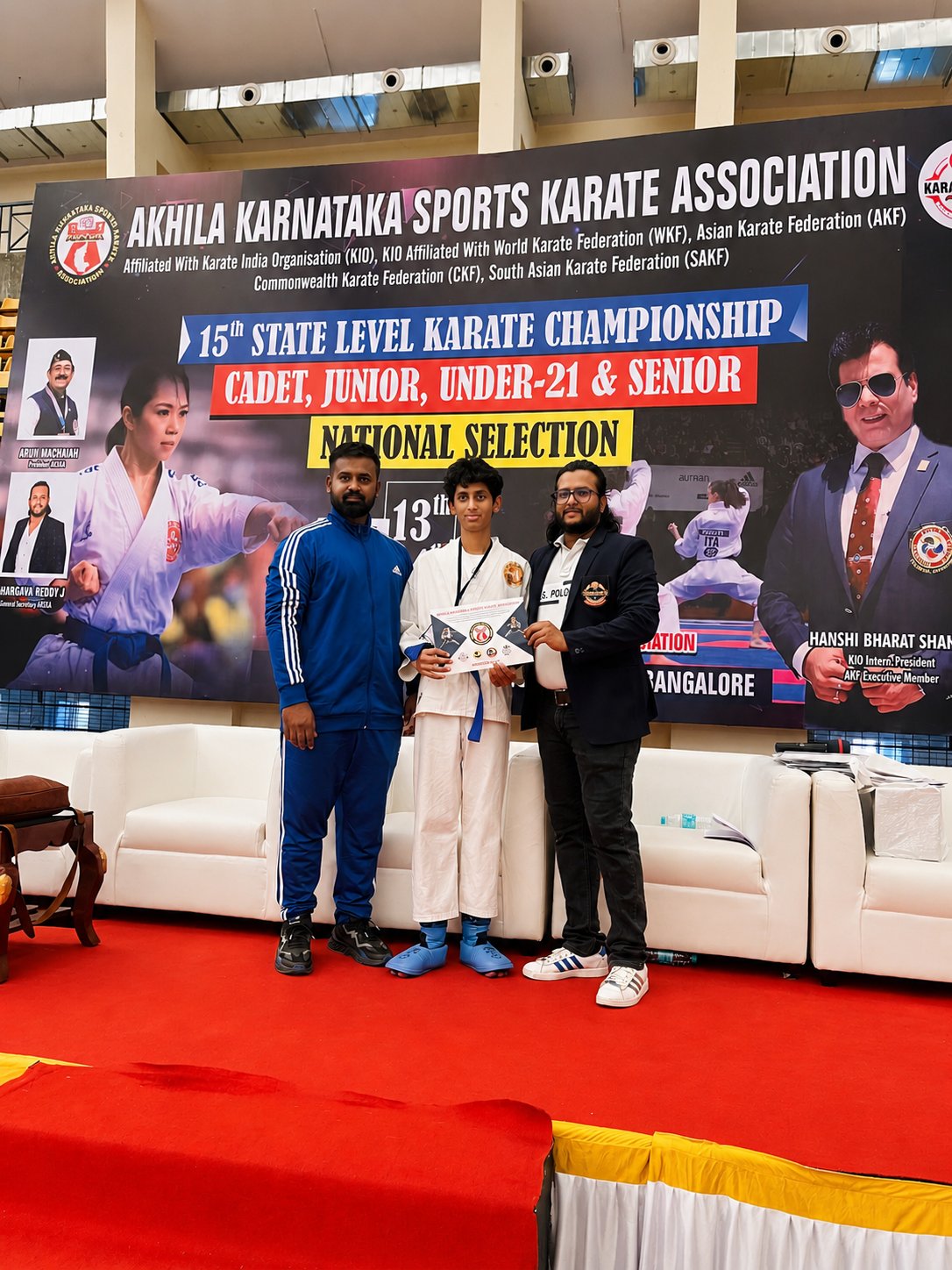 15th State Level Karate Championship national selection certificate presentation