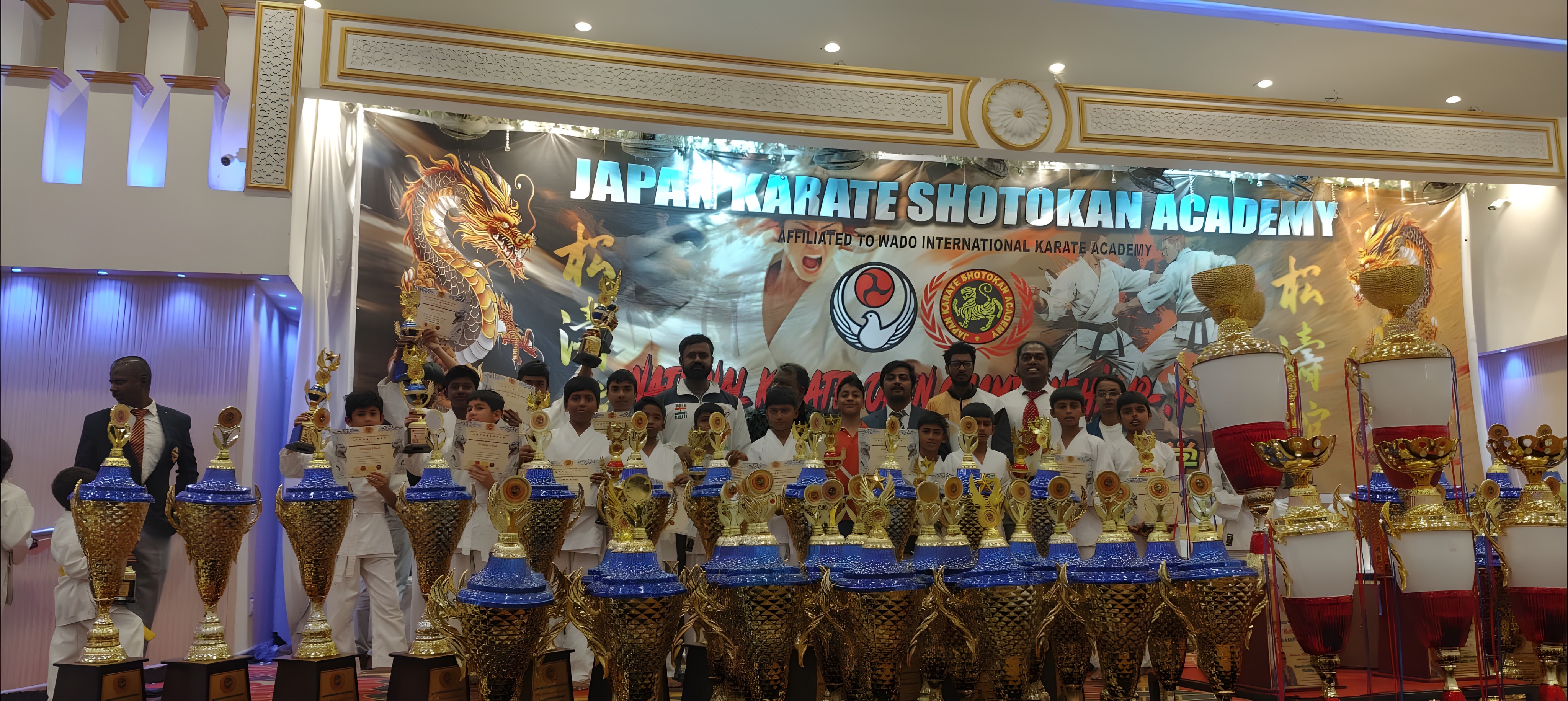 Japan Karate Shotokan Academy stage trophy winners